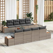 Set Divano da Giardino con cuscino 9 pcs Grigio Poly Rattan 3348050