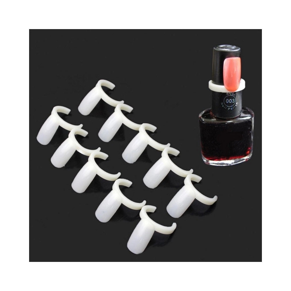 Trade Shop - Set 50 Tips Anello Mostra Barattolini Di Smalto Bianco Naturali Unghie Acrilico -