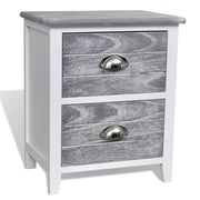 Comodino cassettiera mobile per camera da letto 38 x 28 x 45 cm MDF grigio e bianco 1402041