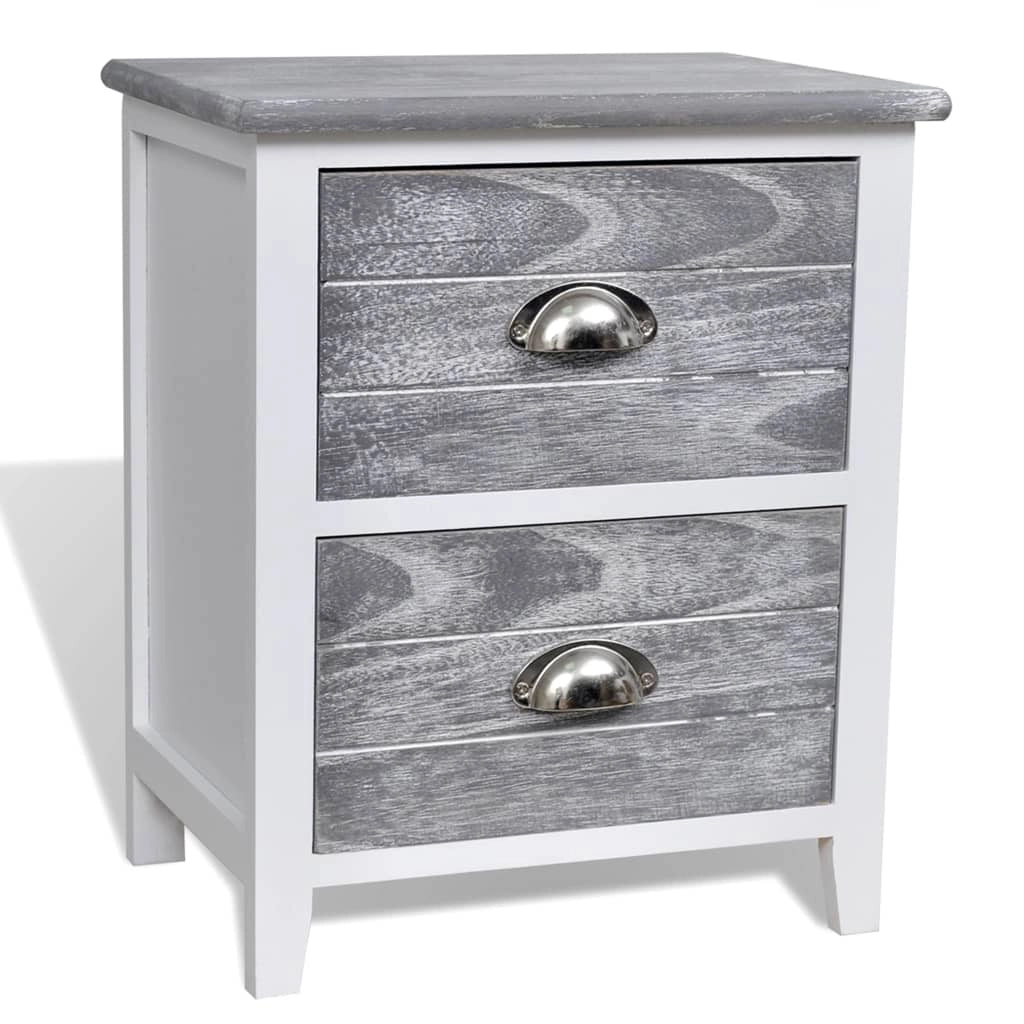 Comodino cassettiera mobile per camera da letto 38 x 28 x 45 cm MDF grigio e bianco 1402041