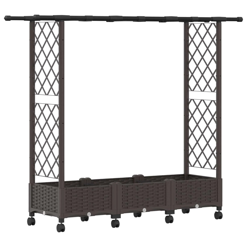 Letto Rialzato con Griglia e Tetto Marrone 164 x 40 x 127 cm PP 3423112