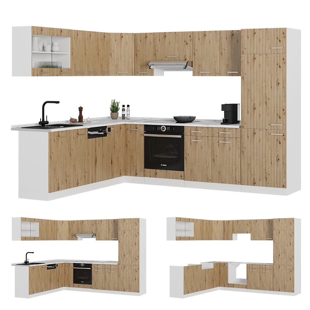 Vicco Cucina angolare completa Rovere artigianale/bianco 227 x 287 cm , PL Marmo