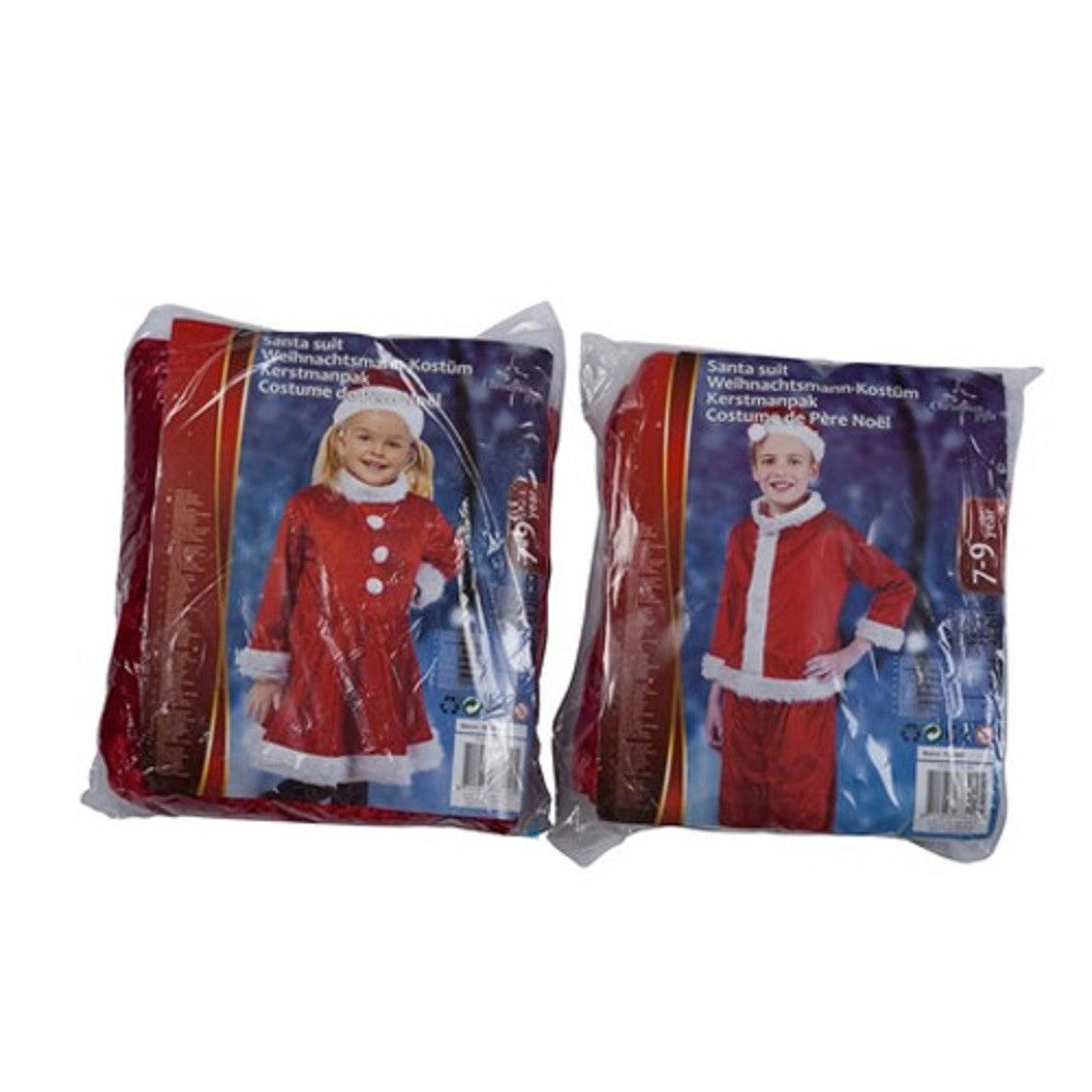 Trade Shop - Vestito Completo Abito Natalizio Per Bambini E Bambine 4-6/7-9 Anni Rosso -