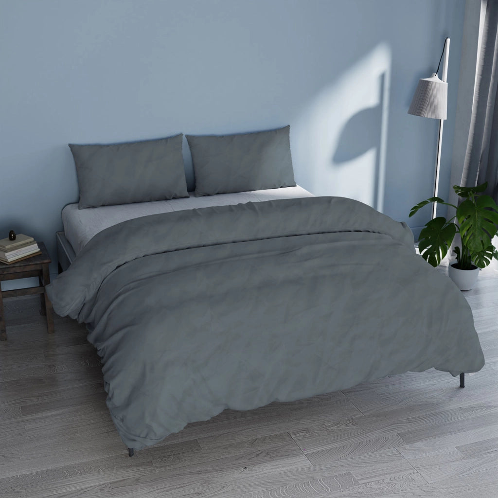Copripiumino Matrimoniale con Sacco e Federe Linea Water Washed Grigio Chiaro