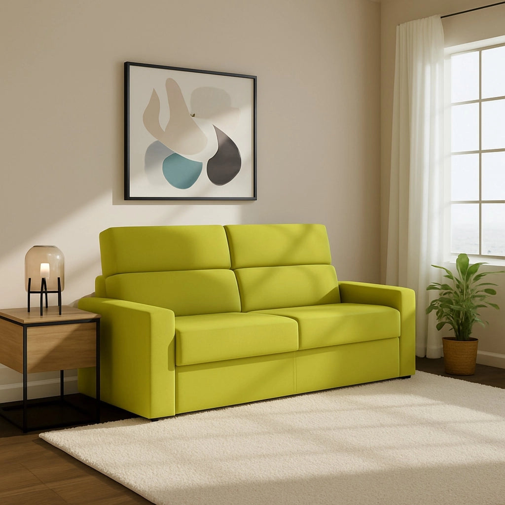 Ecate, Divano Letto 2 Posti Sfoderabile Made in Italy, 200x95 cm Verde