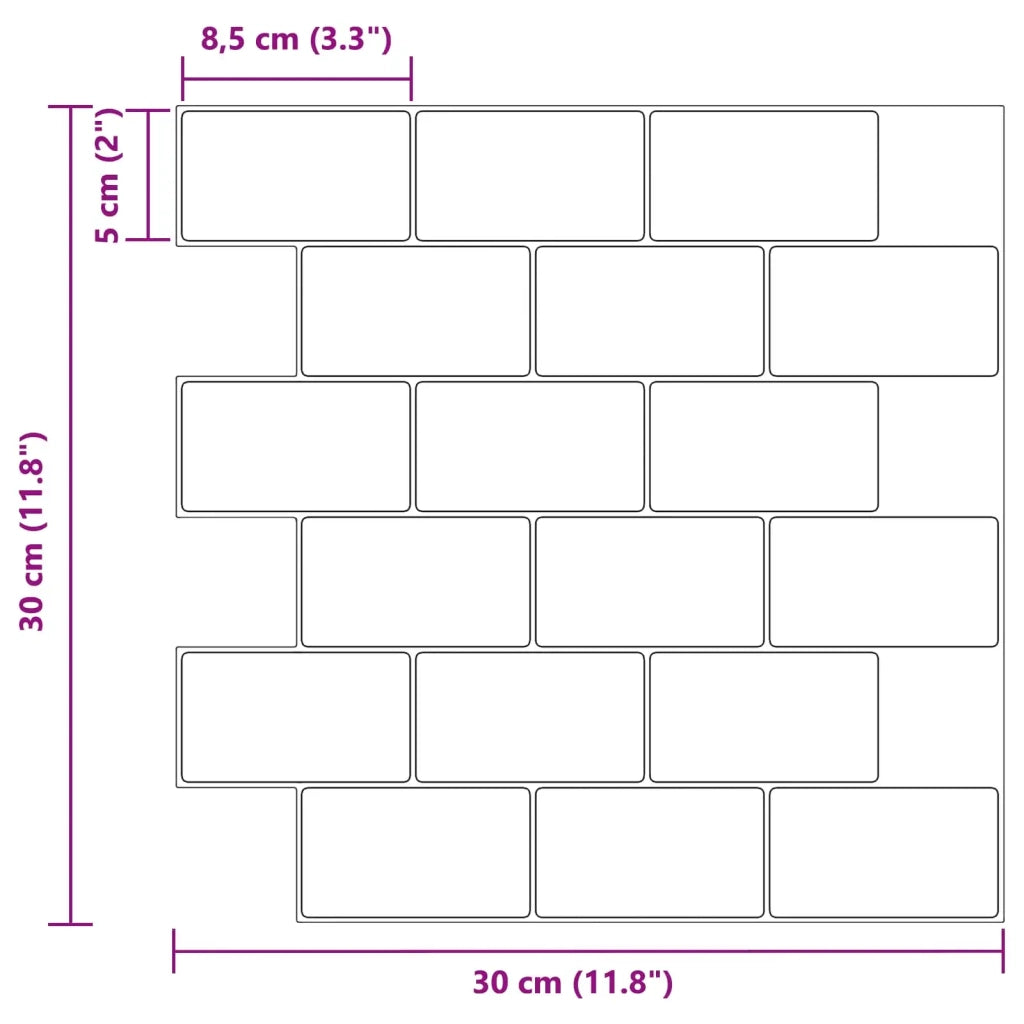 Piastrella subway 10 pz Bianco e Nero 30 x 30 cm CFW1218232