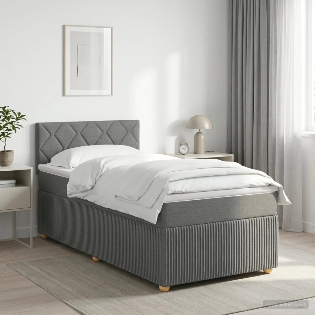 Letto box spring con materasso Grigio Scuro 90 x 200 cm Tessuto 3451385