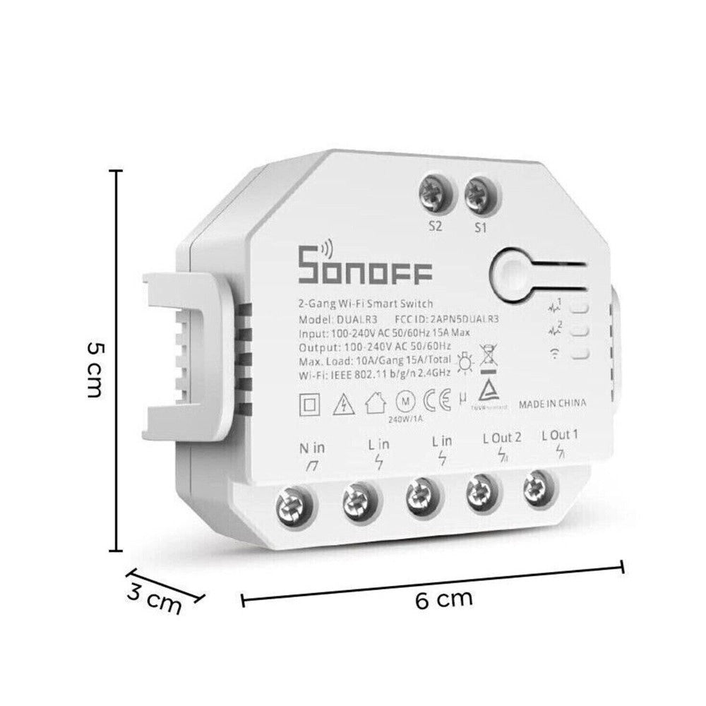 Trade Shop - Controllo Vocale Wifi Alexa Google Home 2 Canali Domotica Sonoff Dual R3 -