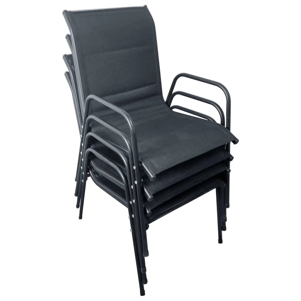 Set da Pranzo da Esterno 5 pz in Acciaio Nero 43318