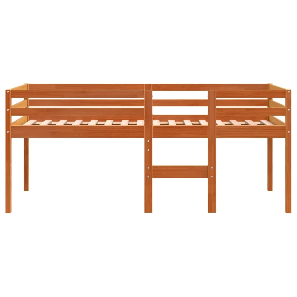 Letto a Soppalco Marrone Cera 90x190 cm Legno Massello di Pino 844483