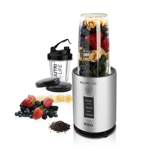 SOGO Frullatore Nutri-Life 1200W – Mixer Potente per Smoothie, Frullati, Tritaghiaccio, 2 Bottiglie BPA-Free, Lame in Acciaio Inox