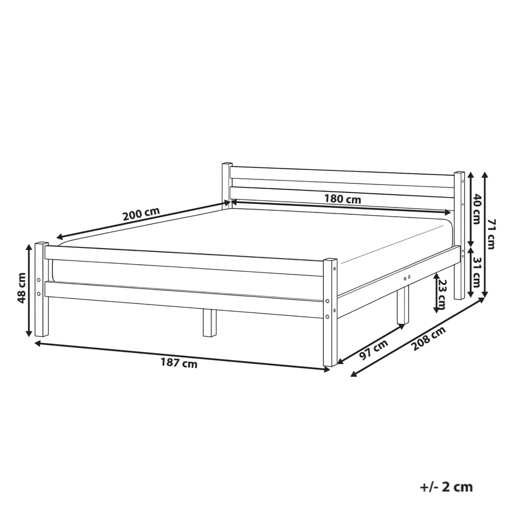 Letto matrimoniale in legno di pino chiaro 180 x 200 Testiera a doghe minimalista