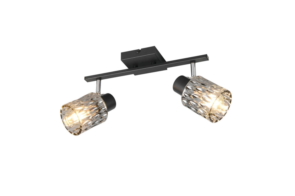 Spot soffitto JACK 2xE27 nero vetro fumé