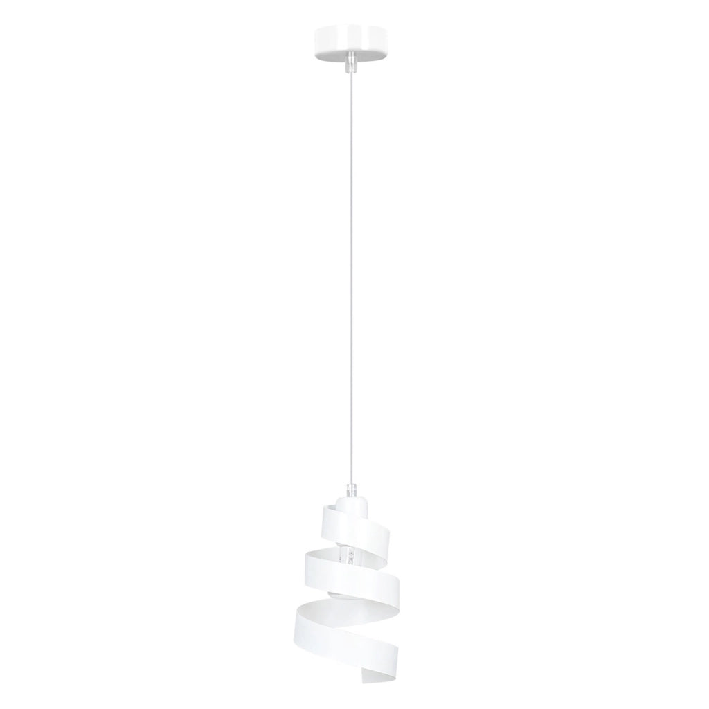Sospensione Moderna 1 Luce Tristano In Acciaio Bianco Con Fasce A Spirale