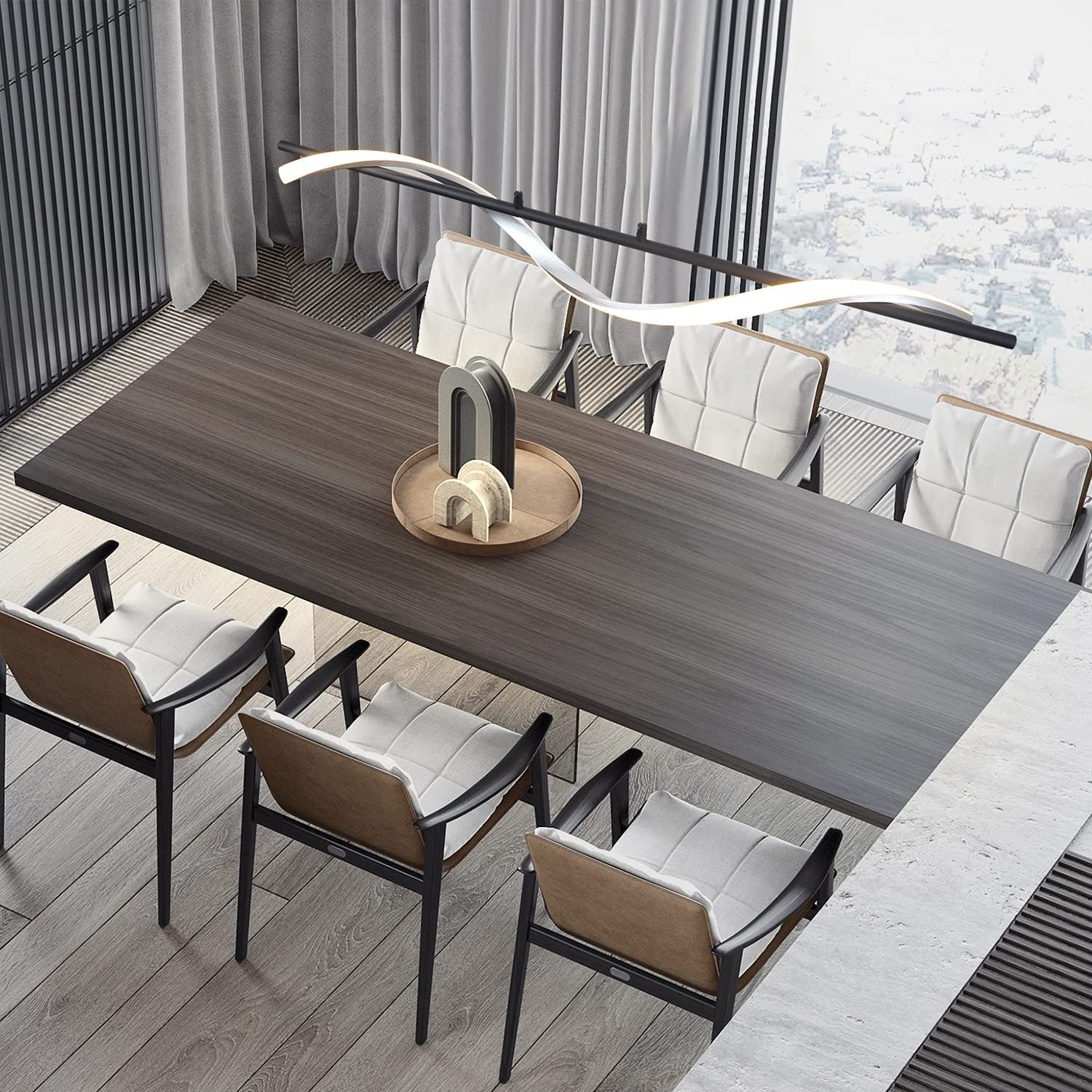Lampada a sospensione ZMH moderna LED dimmerabile 22W argento alluminio design ondulato regolabile altezza 100 cm