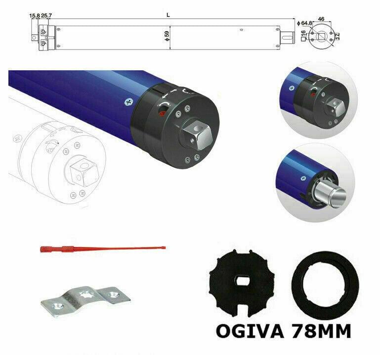 MOTORE PER TENDA DA SOLE 220KG 120 NM ELETTRICO AVVOLGIBILE AVVOLGIBILI RULLO 78
