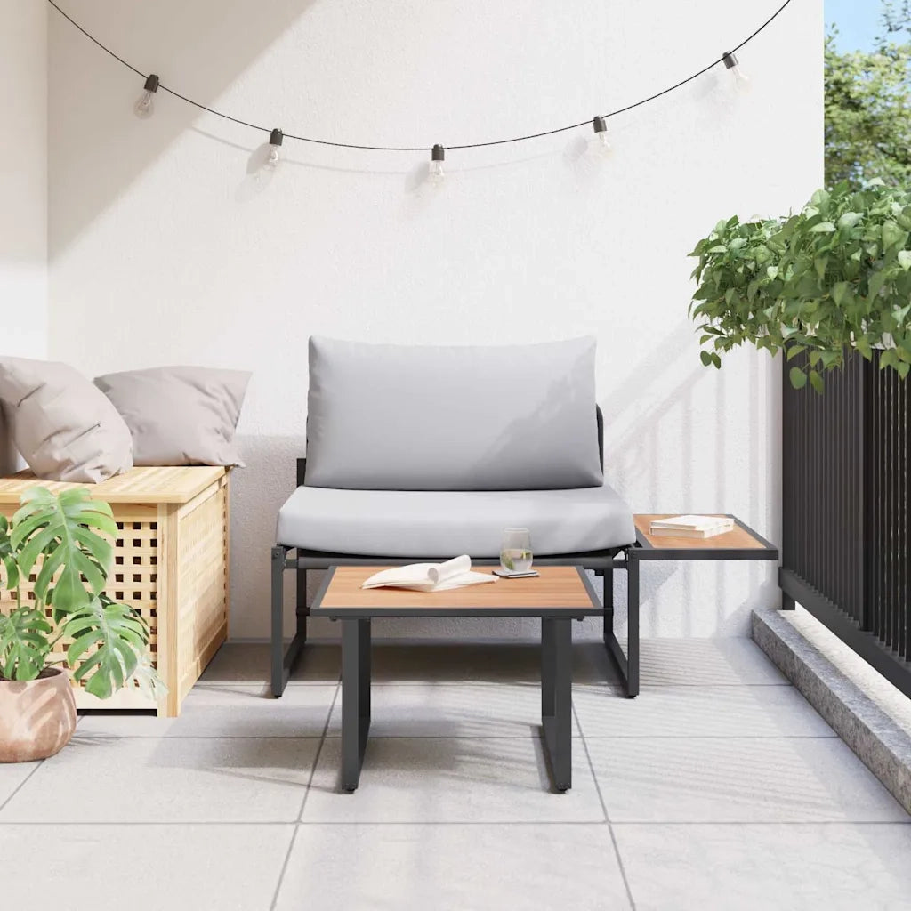Set Divano da Giardino 2 pz | Set Salotto da Giardino Grigio chiaro Acciaio
