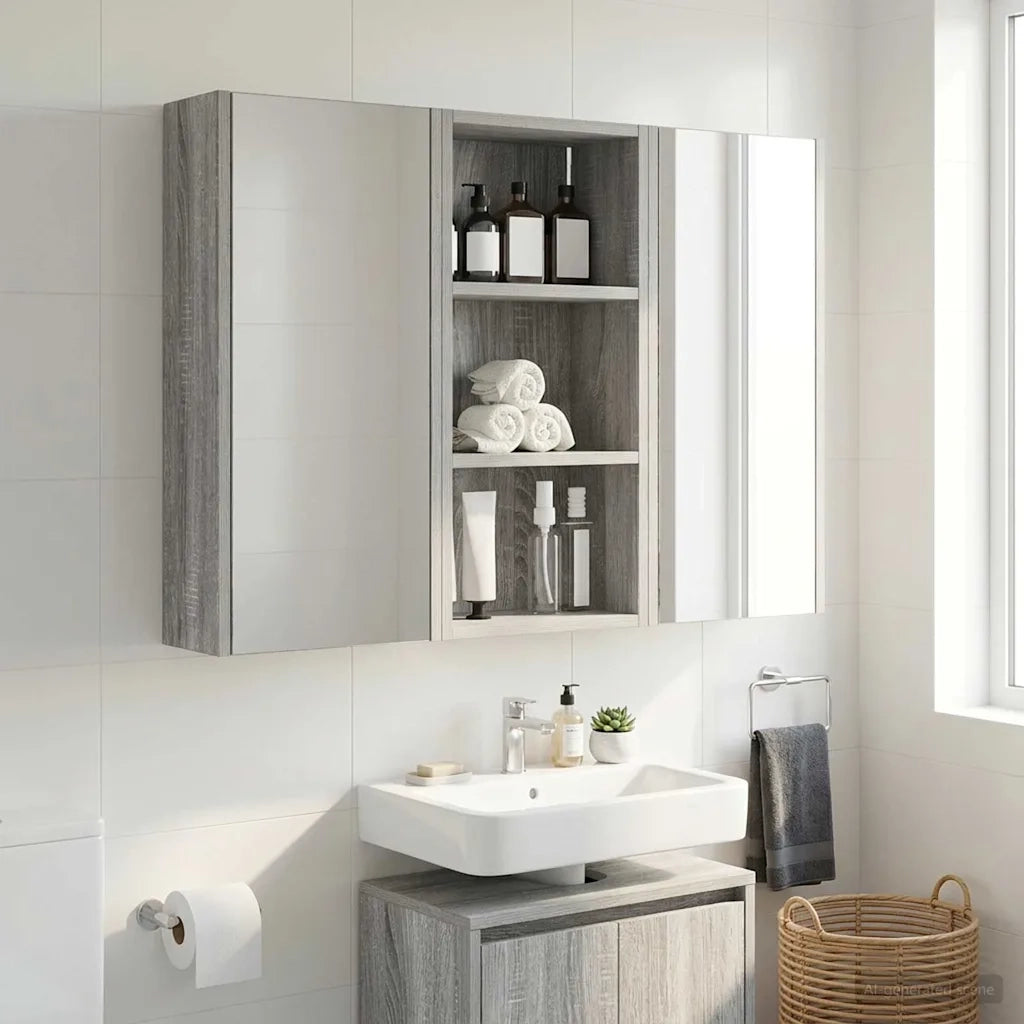 Armadio da bagno a muro Sonoma grigia 30 x 16 x 62,5 cm 889340