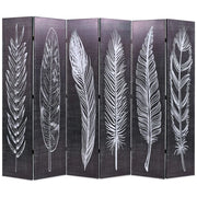 Paravento pieghevole divisorio mobile decorativo 228 cm piume bianche e nere 0802053