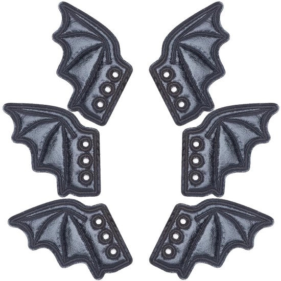 Decorazioni per Scarpe con Ali - Nero - Ali di Pipistrello - Ideali per Halloween - Accessori per Stivali
