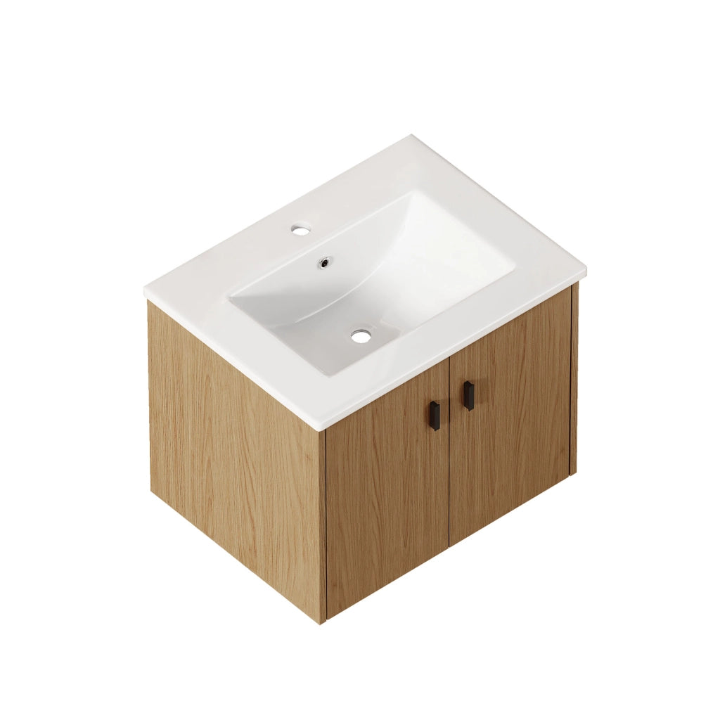 Armadietto Bagno 60cm ¨C MINIMAL ¨C Rovere Chiaro, 2 Ante, Salvaspazio