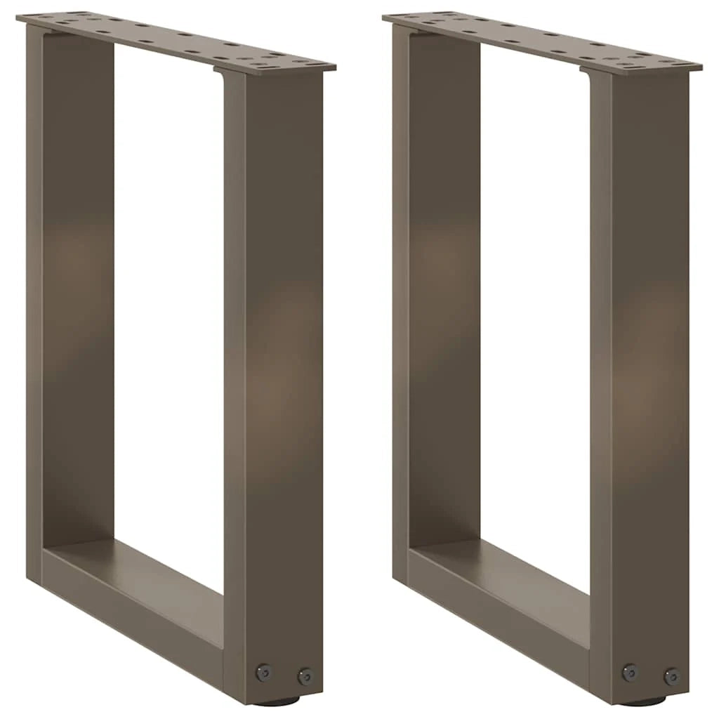 Set di 2 pratiche gambe per tavolino da caffè a forma di U con livellamento regolabile 38 x 42-43 cm in acciaio naturale 02_0057395