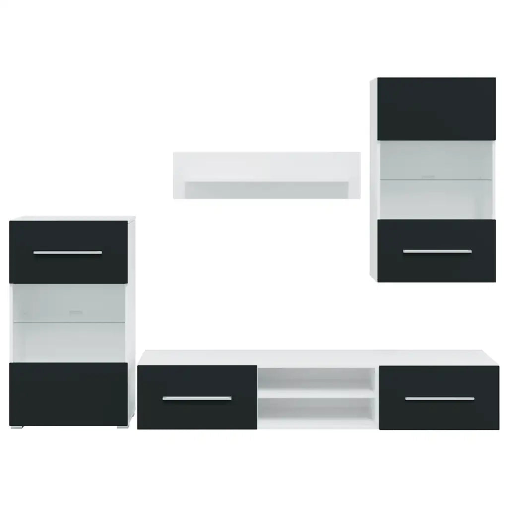 Unità TV 5 pz con Illuminazione a LED Indaco Opaco Truciolato 3324235