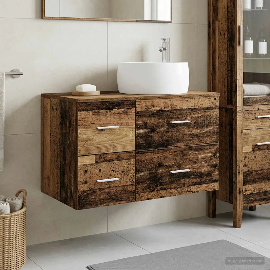 Set di mobili per il bagno 2 pz Legno antico 3404006