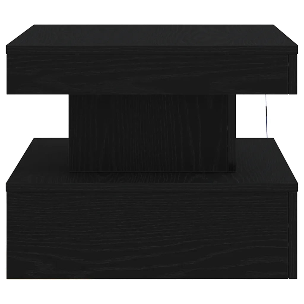 Tavolino da Salotto con Luci LED Rovere Nero 50x50x40 cm