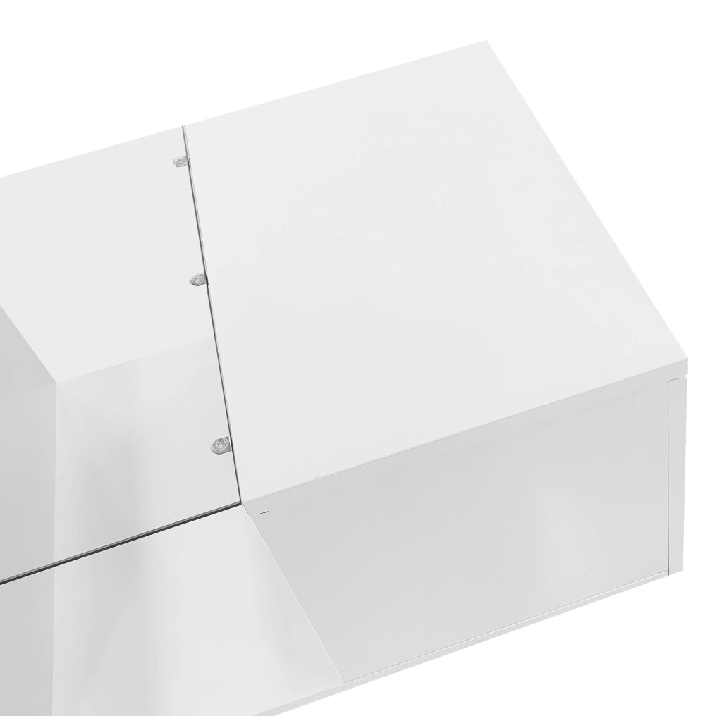 Tavolino da caffè moderno bianco 120 x 50 x 38;5 cm con LED e piano in vetro