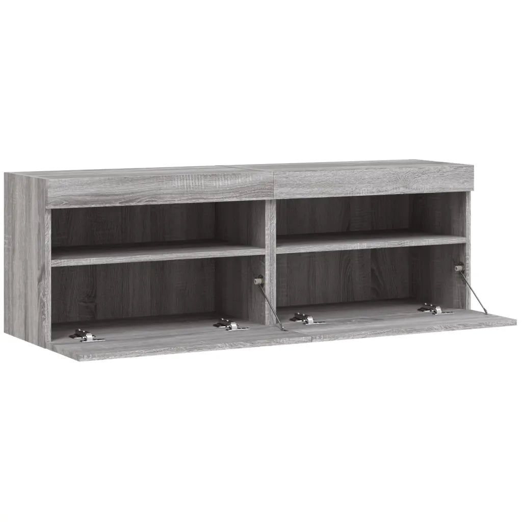 Mobili TV a Parete con Luci LED 2pz | Armadietto TV | Mobile Porta TV Grigio Sonoma 60x30x40 cm