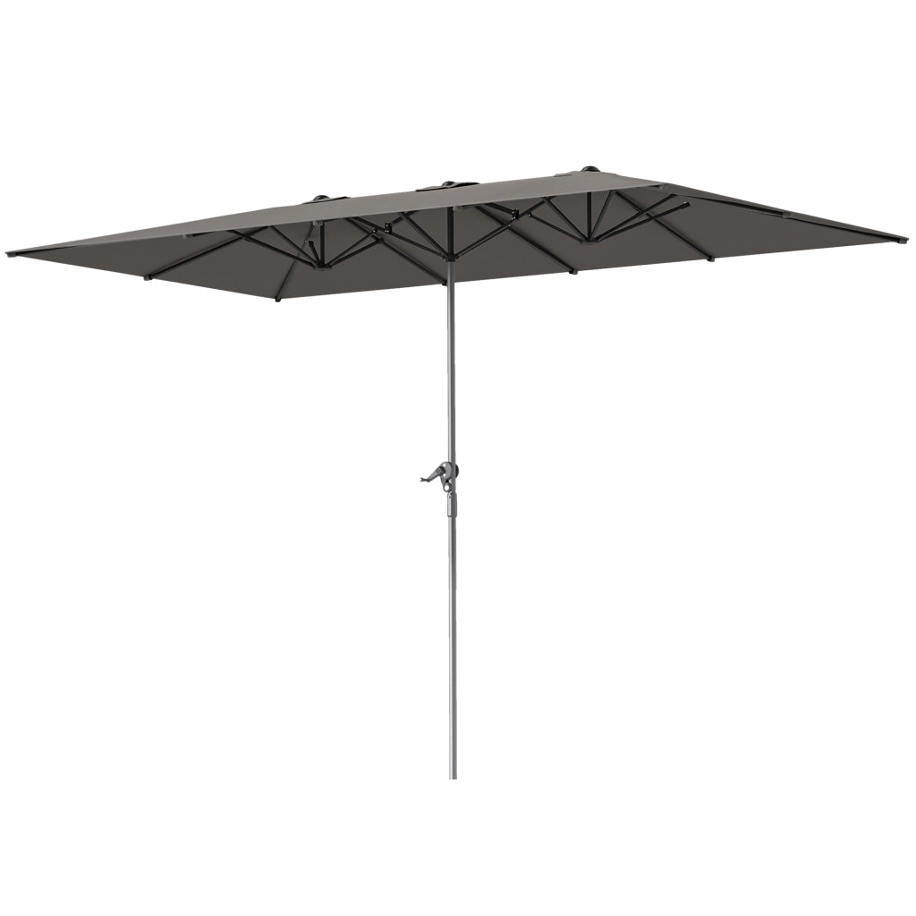 Ombrellone Doppio da Giardino 4.5x2.6 m, Apertura a Manovella e 12 Stecche, Grigio
