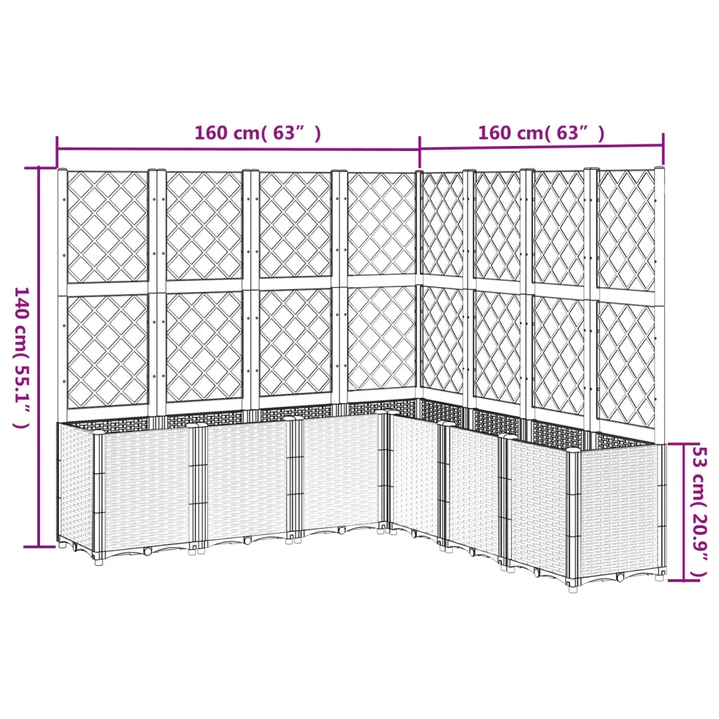Fioriera Giardino con Traliccio Grigio Chiaro 160x160x140 cm PP 367882