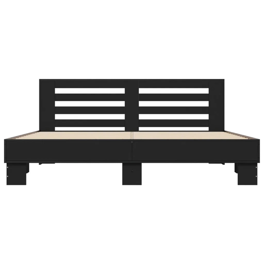 Giroletto Nero 180x200 cm in Legno Multistrato e Metallo 3280087