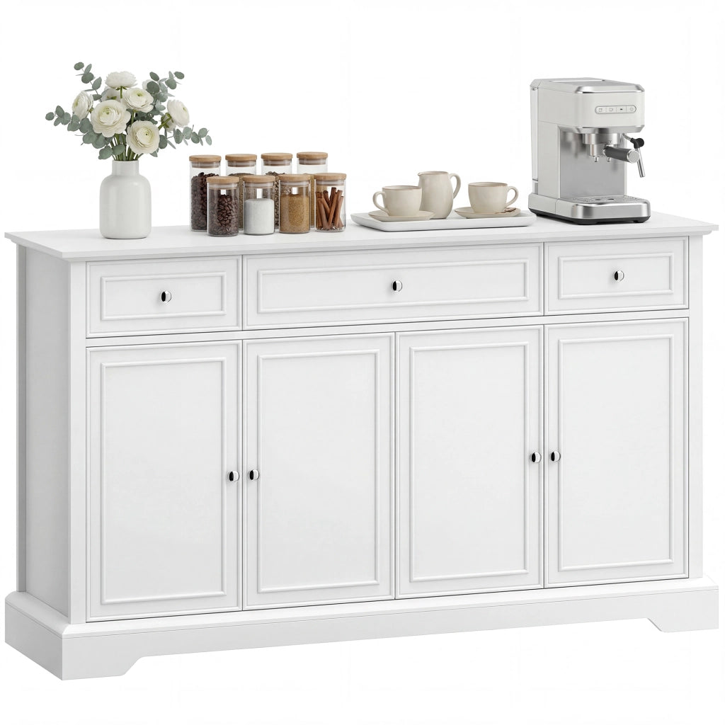 Credenza con cassetti e ante scorrevoli ¨C zephmum ¨C Bianco 120x40x90 cm