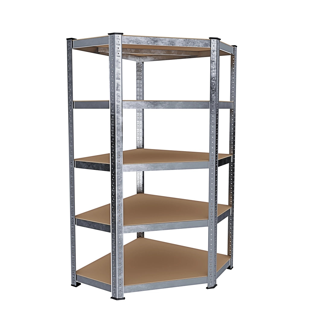 Scaffale Angolare In Metallo E MDF Ad Alta Portata Fino A 875 Kg Con 5 Ripiani Regolabili Per Garage Officina Cantina Capannone Magazzino Design Modulare 180 X 90 X 40 Cm