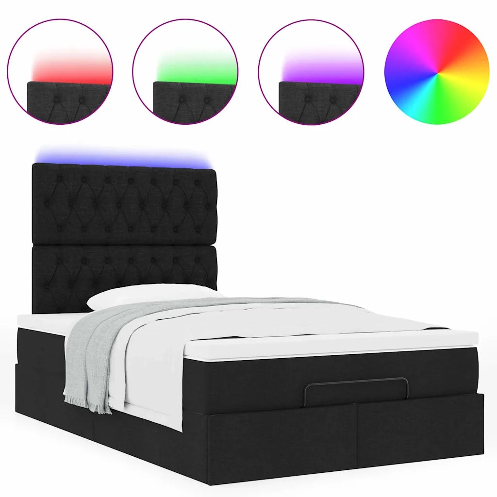 vidaXL Struttura Letto Pouf con Materasso Nero 120x200 cm in Tessuto