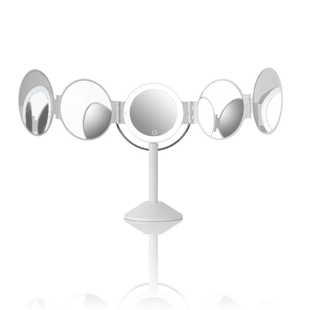 Specchio da tavolo con led in plastica bianco cm. L.25xP.20,5xH.46,5