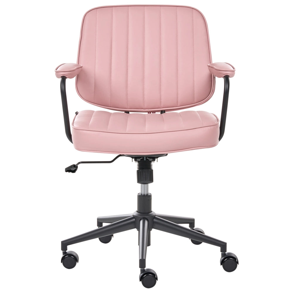 Sedia da ufficio retrò in similpelle beige stile retò tradizionale per ufficio di casa