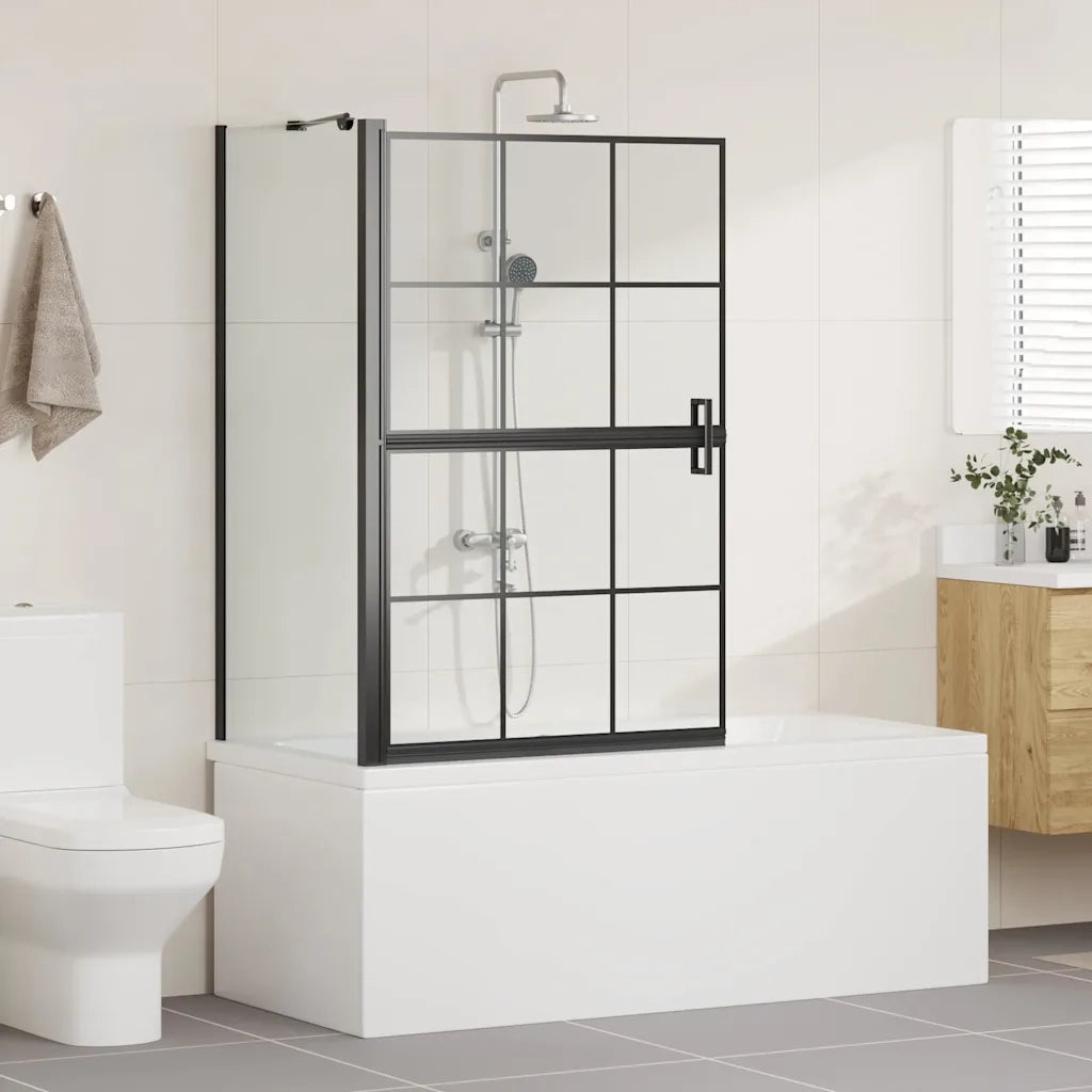 Schermo per Bagno e Doccia Nero e trasparente 80 x 68 x 128 cm CFW4269253
