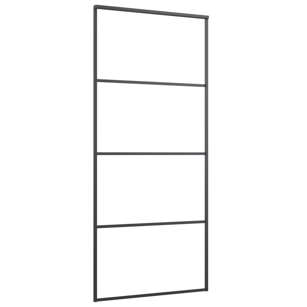 Porta Scorrevole con Ferramenta 90x205cm Vetro ESG Alluminio 3152147