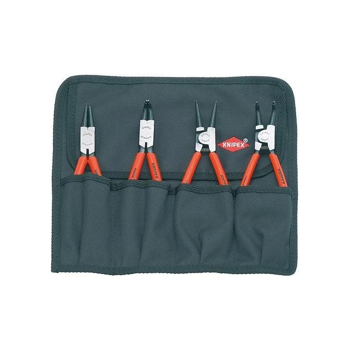 KNIPEX 00 19 56 Set di Pinze per Anelli di Sicurezza 4 Pezzi Acciaio al Cromo-Vanadio Custodia Inclusa colore Nero