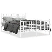 Letto matrimoniale | Letto per adulti | Giroletto con Testiera e Pediera Metallo Bianco 120x190 cm