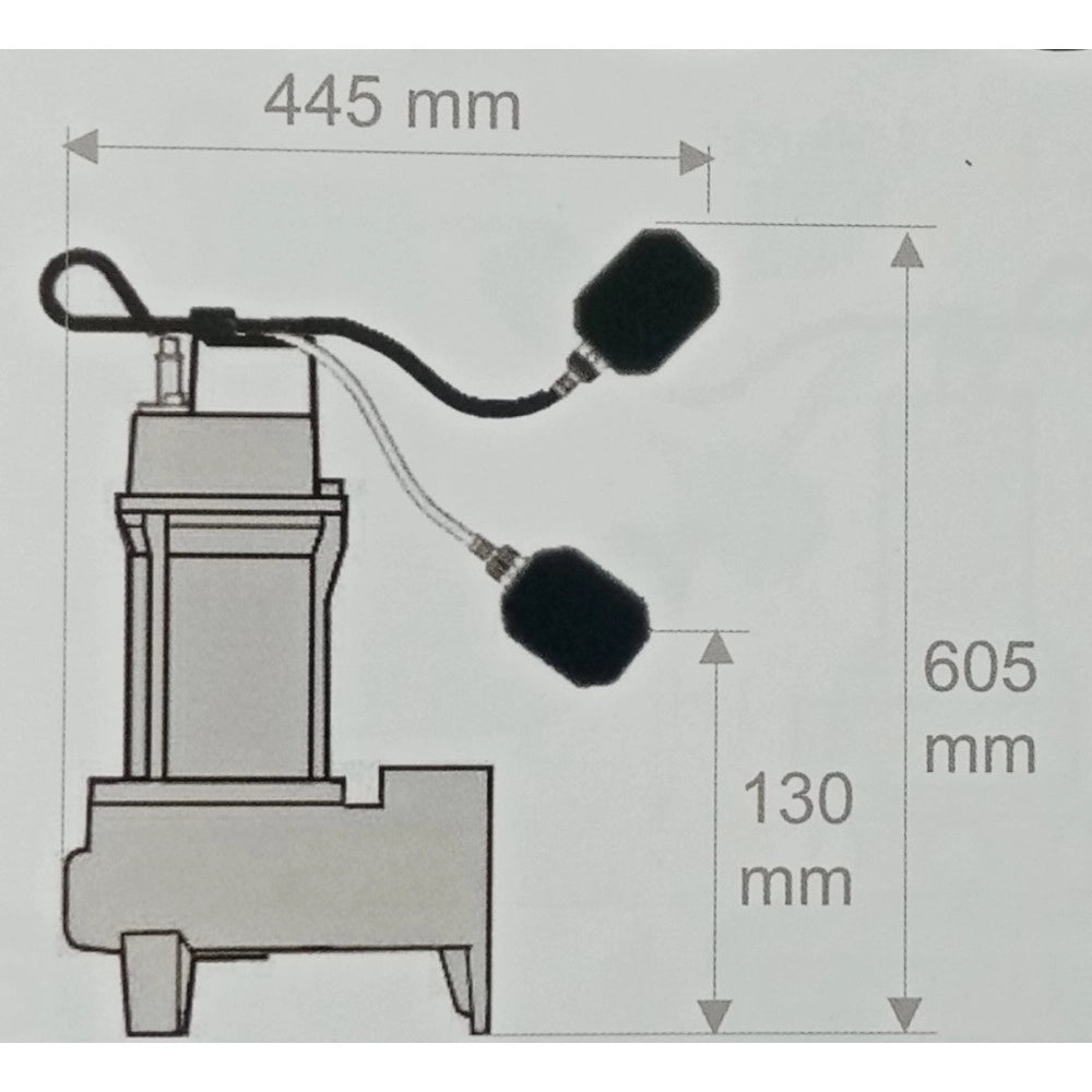 Pompa sommersa monofase per fognatura vort100 1hp mandata 2 ghisa - uscita verticale