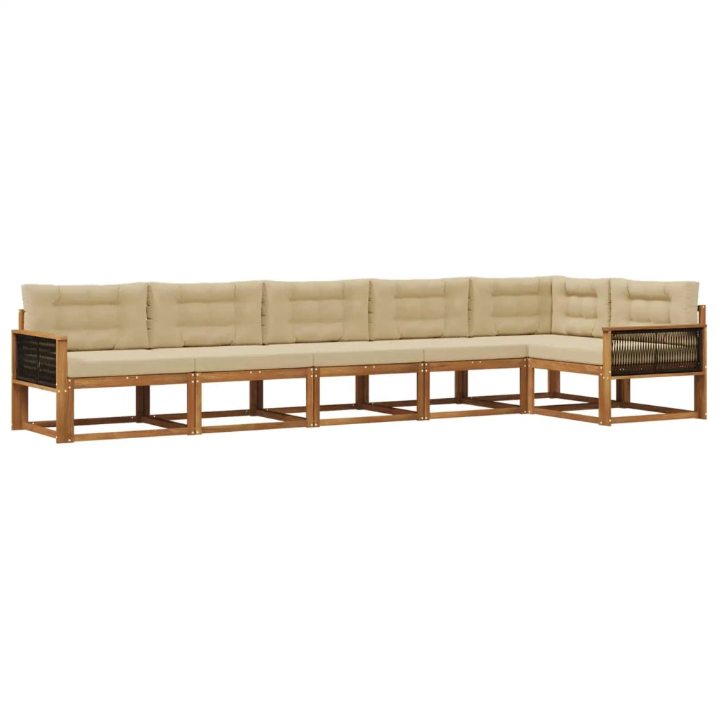 Set di divani da esterno con cuscino 6 pcs Naturale e Beige