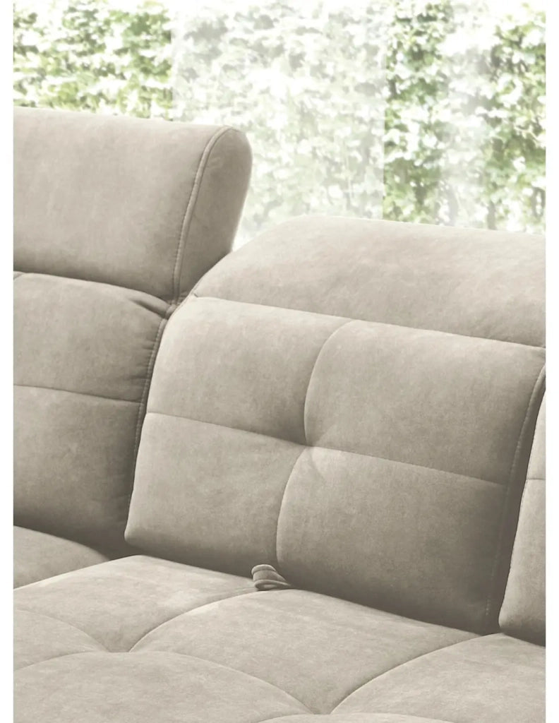 Divano ad angolo Beige 5 posti angolo sinistro con contenitore integrato INFERNO