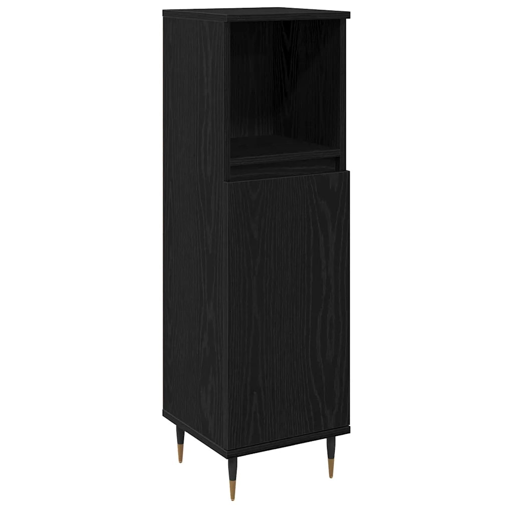 Set di mobili per il bagno 3 pcs Rovere Nero 30 x 30 x 190 cm 3333096