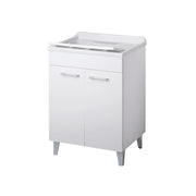 Mobile lavatoio per interni 60x45 cm bianco -vasca e asse in PP, sifone e troppopieno | Pratika