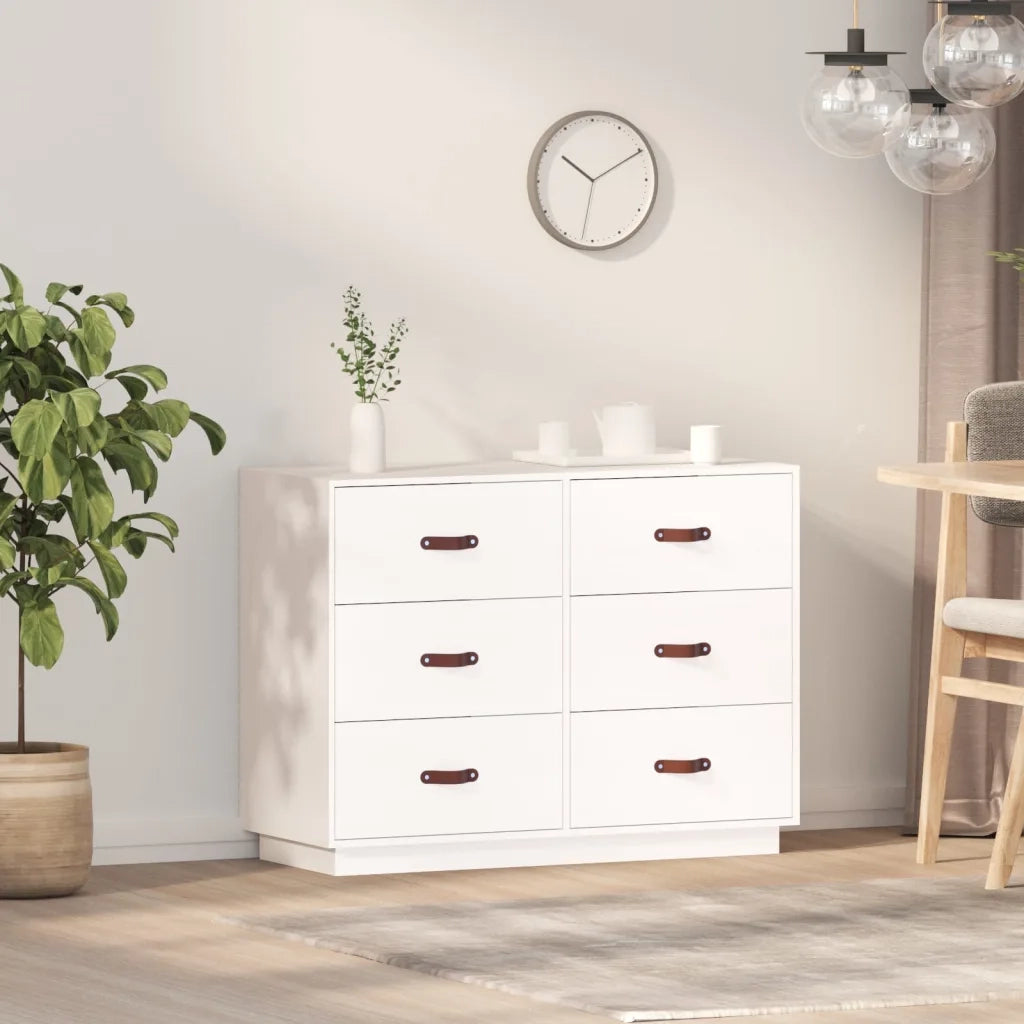 Credenza-Buffet-Armadio da cucina Bianca 100x40x75 cm in Legno Massello di Pino