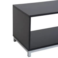 Mobile TV Moderno con Ripiano in Legno, Mobiletto Tavolino Basso da Salotto 114x40x40.5cm, Nero